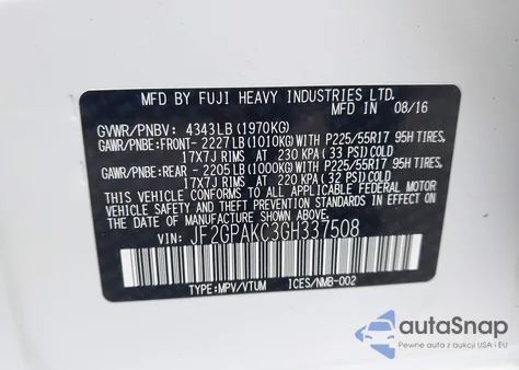 2016 Subaru Crosstrek 2.0I Limited из США, поврежденный, VIN JF2GPAKC3GH337508